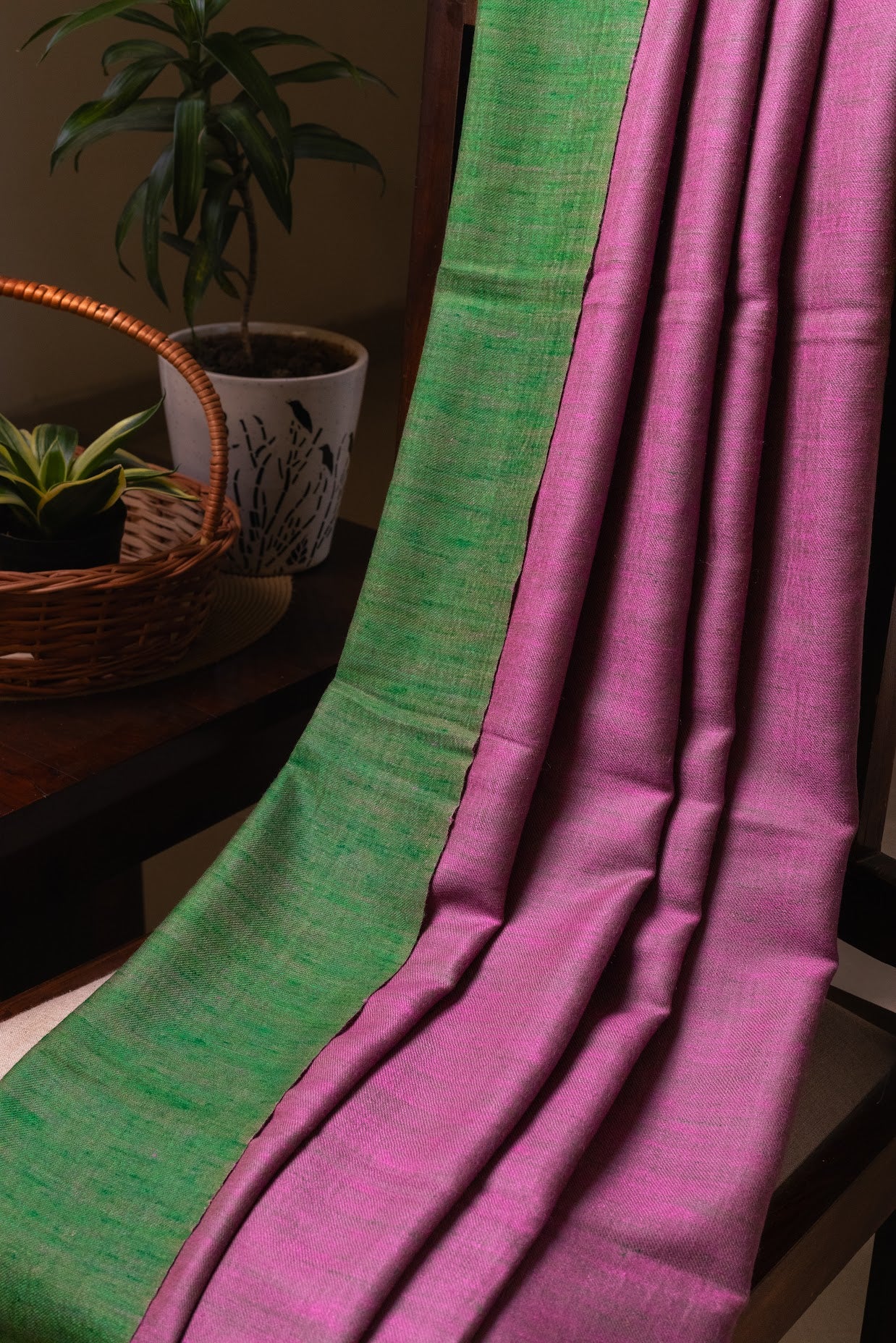 Reversible Green and Purple Pashmina Shawl