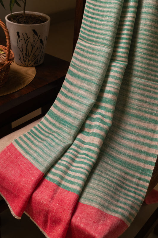 Green and Pink Stripes Pashmina Stole